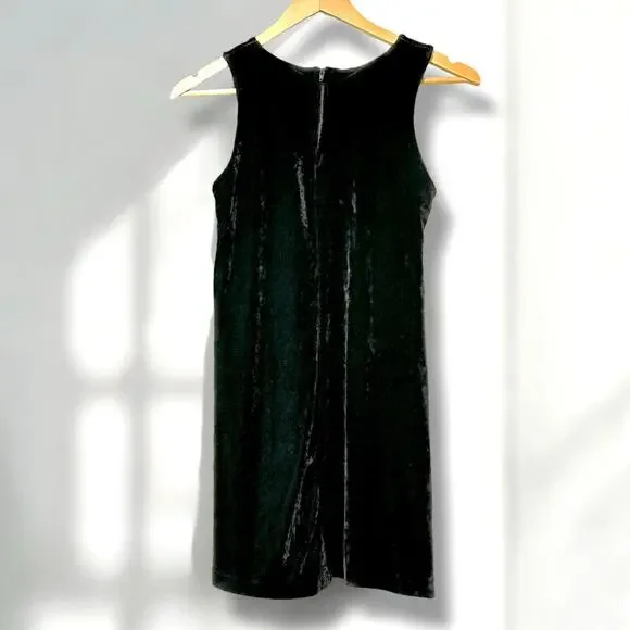 Vintage Betsey Johnson Large 1990s Black Stretch Crushed Velvet Dress Tunic Tank - Picture 3 of 13